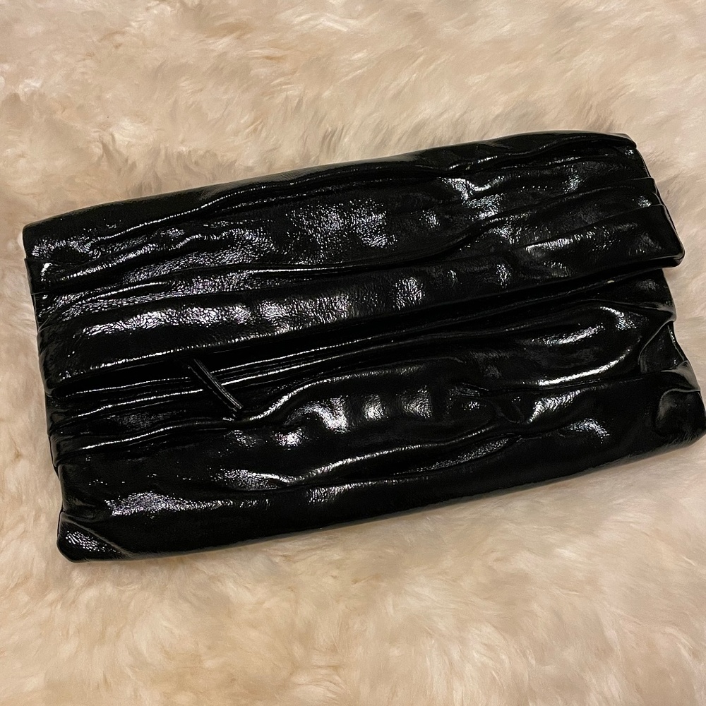 Black leather clutch